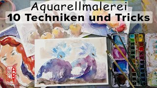 Alice-ART | 10 Techniken zum lockerem Aquarell malen | watercolor tricks