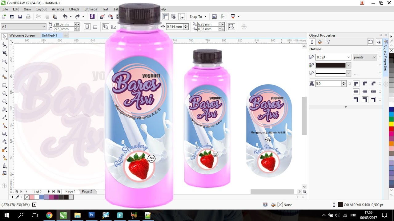 Tutorial Contoh Cara Membuat  Desain  Label Kemasan  Botol 