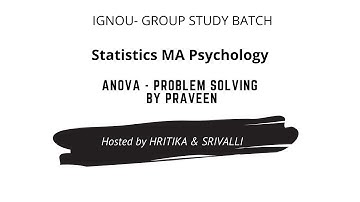 ANOVA - Problem Solving  by Praveen | Statistics | MA Psychology | #IGNOU