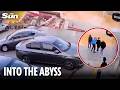 Shocking moment sinkhole swallows buildings in Egypt within seconds