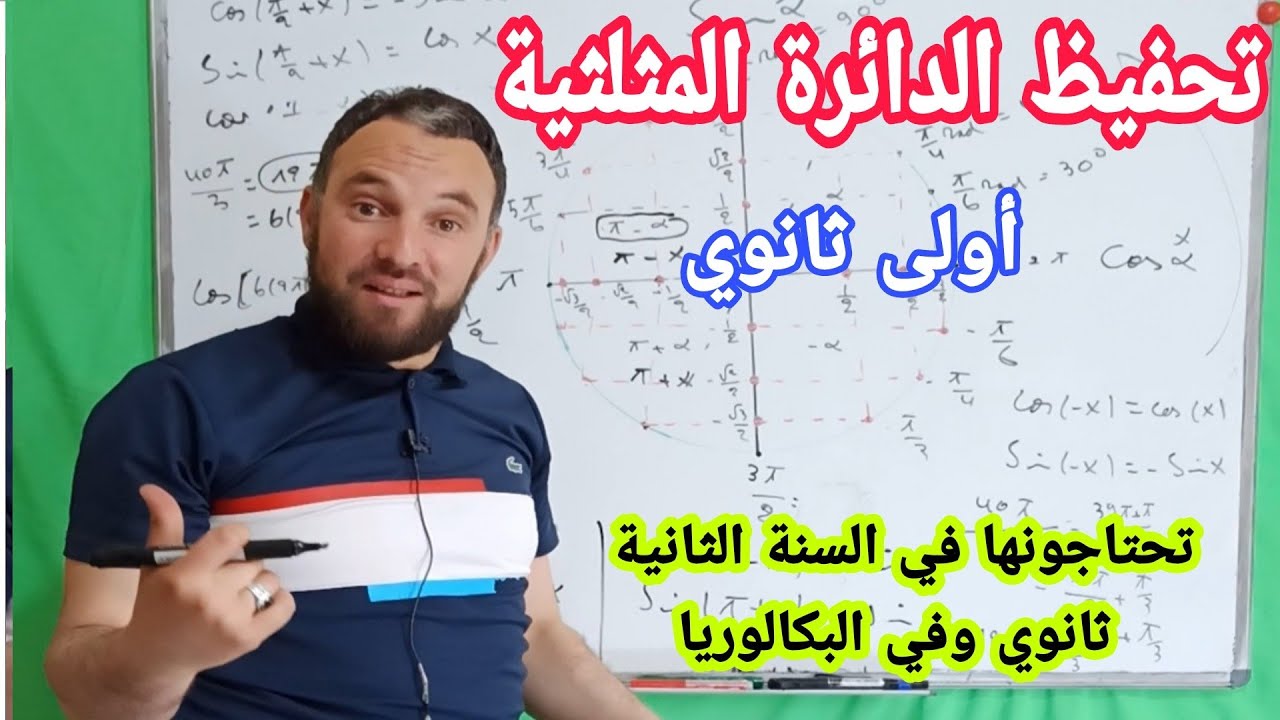 أحفظ الدائرة المثلثية بسهولة أولى ثانوي  تحتاجوها في الأولى ثانوي والثانية والبكالوريا