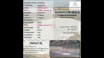 10000 sq ft PRE-LEASED INDUSTRIAL SHED WAREHOUSE PROPERTY AVAILABLE FOR INVESTMENT IN BHIWANDI