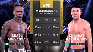 Israel Adesanya vs Shavkat Rakhmonov Full Fight - UFC 5 Fight Night