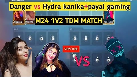 Hydra kanika+ Payal gaming vs Hydra danger M24 1v2 TDM Match | Danger vs Hydra kanika+payal gaming.