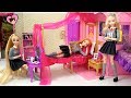 Barbie Elsa & Anna  School Morning Routine - Pink Bath & Dorm Room