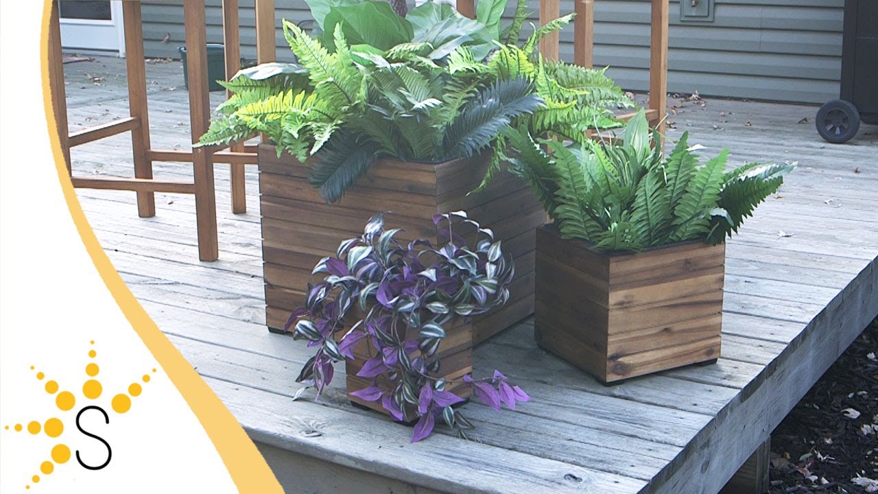 Sunnydaze 3-Piece Acacia Square Planter Boxes with Liners
