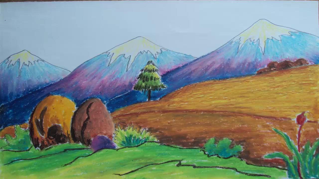 mountain drawing color