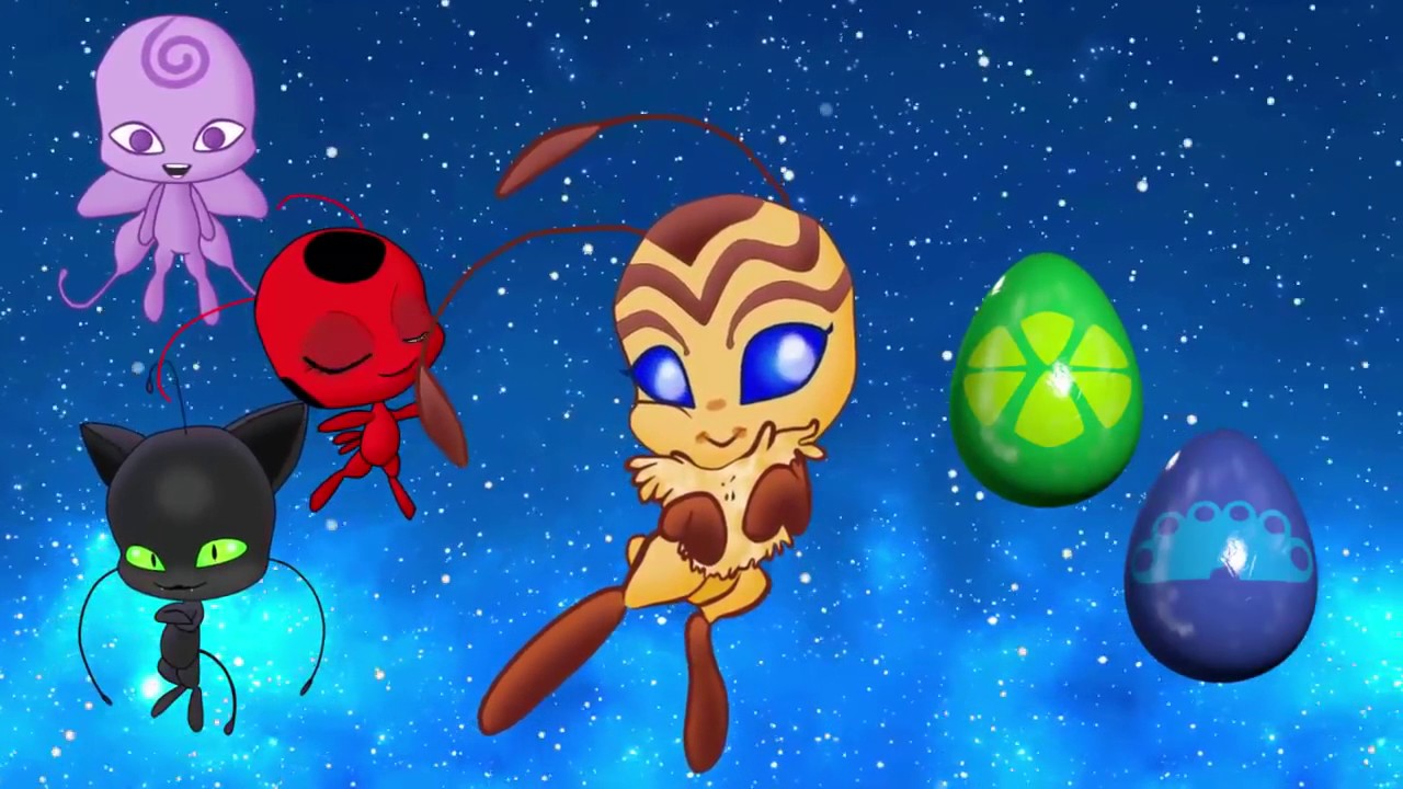 Miraculous Ladybug Tikki Plagg Surprise egg Kwami Nooroo Peacock Ladybug an...