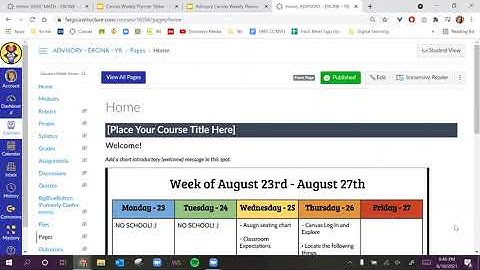 Google Slides Weekly Planner to Canvas Home Page