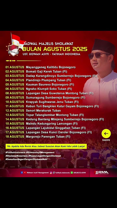 Jadwal Fatihah Indonesia Bulan Agustus 2025#ust.ridwan asyfi#shorts#shortsfeeds#shortsviral#shorts_