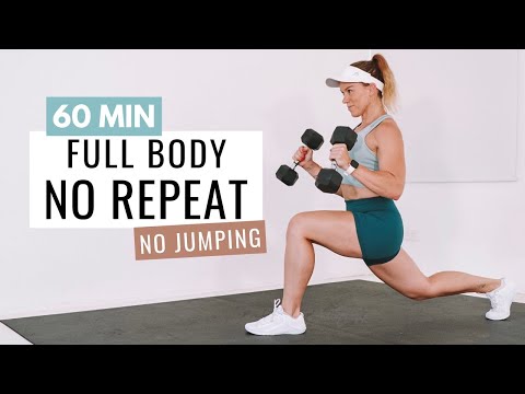 60 MIN FULL BODY NO REPEAT | No Jumping Strength Workout (Apartment Friendly)🔥Burn 307 Calories🔥