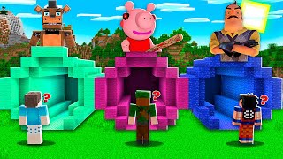 NÃO ENTRE NO TÚNEL DO MINECRAFT !! (Piggy, Five Nights at Freddy’s, Hello Neighbor)