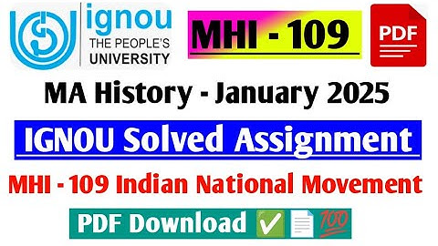 IGNOU MA History 2nd Year MHI- 109 Assignment Solved Answer January 2025  / PDF Answer Assignment