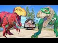 Green Lantern Tyrannosaurus Rex vs Ironman Indominus Rex Dinosaurs Fight 🌍 JURASSIC WORLD EVOLUTION