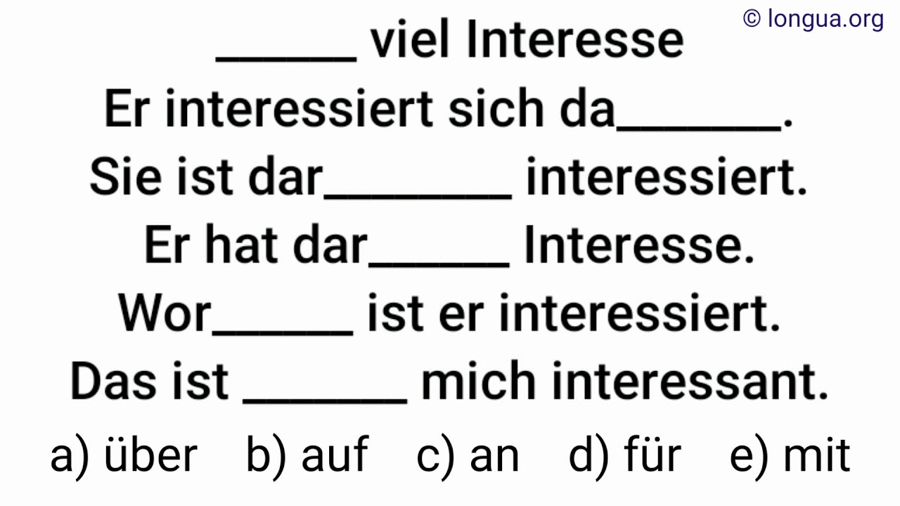 An interesse dativ haben Grammatikliste