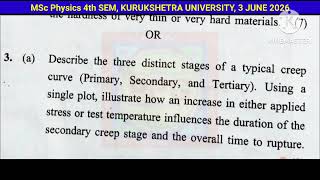 MATERIAL SCIENCE - II | MSc PHYSICS 4th SEM | QUESTION PAPER | KURUKSHETRA UNIVERSITY | 3 JUNE 2026