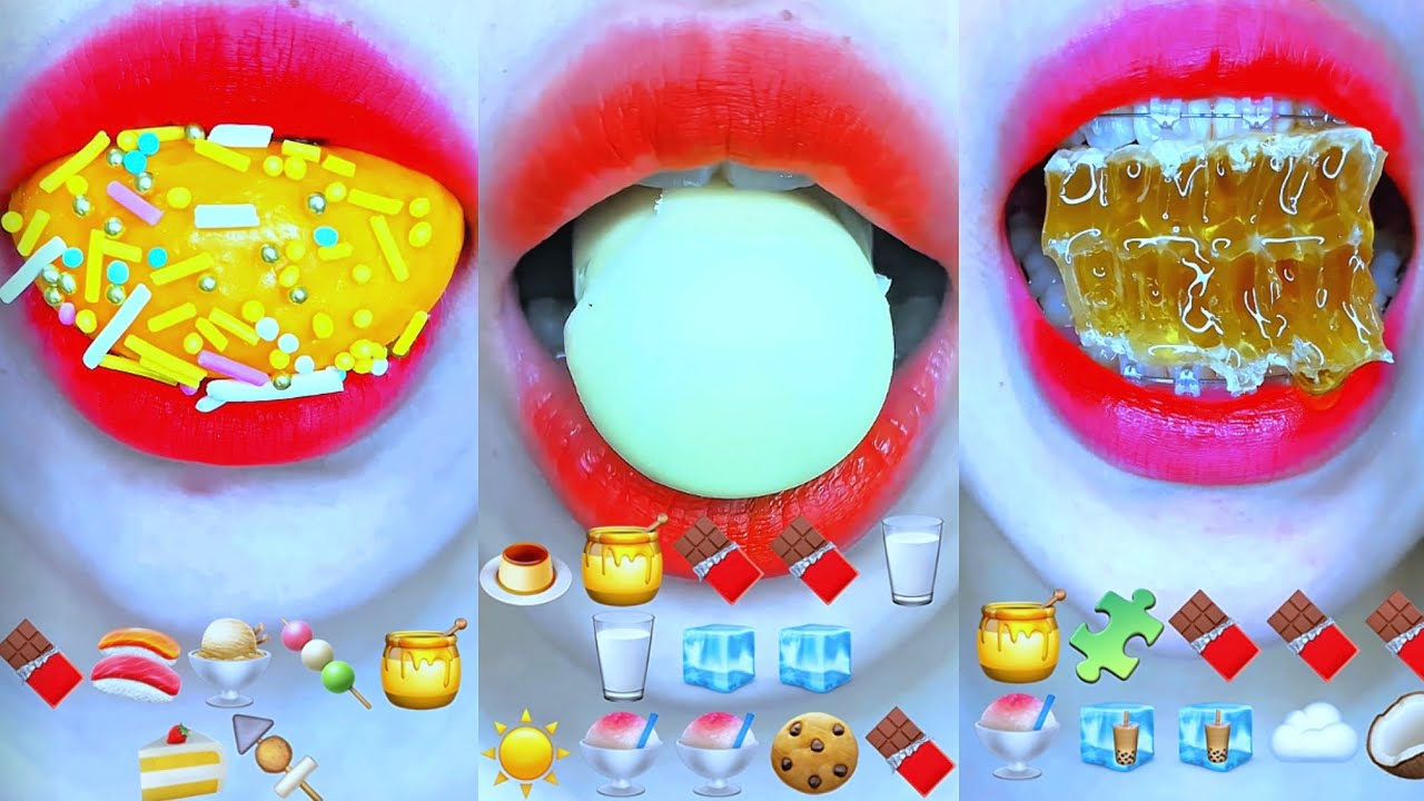 Asmr eating emojifood 🍫🍧🍯