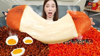 RUS SUB) Amazing Giant Size Cheese Ball 🧀 Challenge ! with Buldak Ramen Recipe Mukbang ASMR Ssoyoung