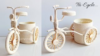 Tri-Cycle Flower Vase | DIY Planter with Cotton rope | DIY Craft Decoration Ideas | Flower Vase
