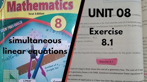 Exercise 8.1 Maths class 8 UNIT 8 Simultaneous Linear Equations | Ex 8.1 Unit 8  Linear Equation 