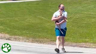 Kind man rescues baby deer