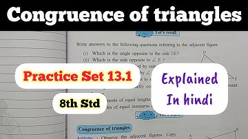 8th Std - Mathematics - Chapter 13 congruence of triangles Practice Set 13.1 solved in hindi