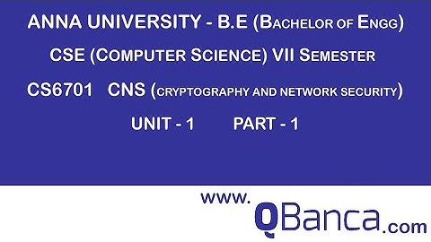 QBanca |Anna University-2013 R | CSE DEPT(7TH SEM) | 6701-CNS |  Unit 1 | Part-1