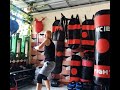 #practicing with sparbar and heavy bag