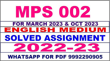 mps 2 solved assignment 2022-23 in english | mps 2 solved assignment 2022-23 | mps 2 2023