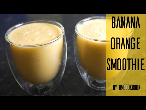 Super healthy breakfast banana and orange smoothie using a blender