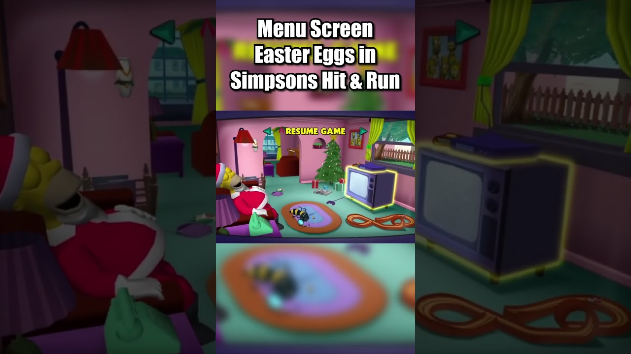 Пасхальное яйцо в меню экрана в короткометражках «Симпсоны: Двигайся и беги»