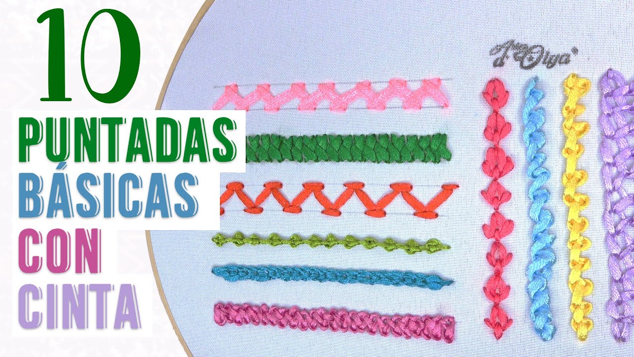 Pescador por ciento Acostumbrados a 10 Puntadas Básicas para Bordar en Cintas | Basic Ribbon Embroidery  Stitches - YouTube