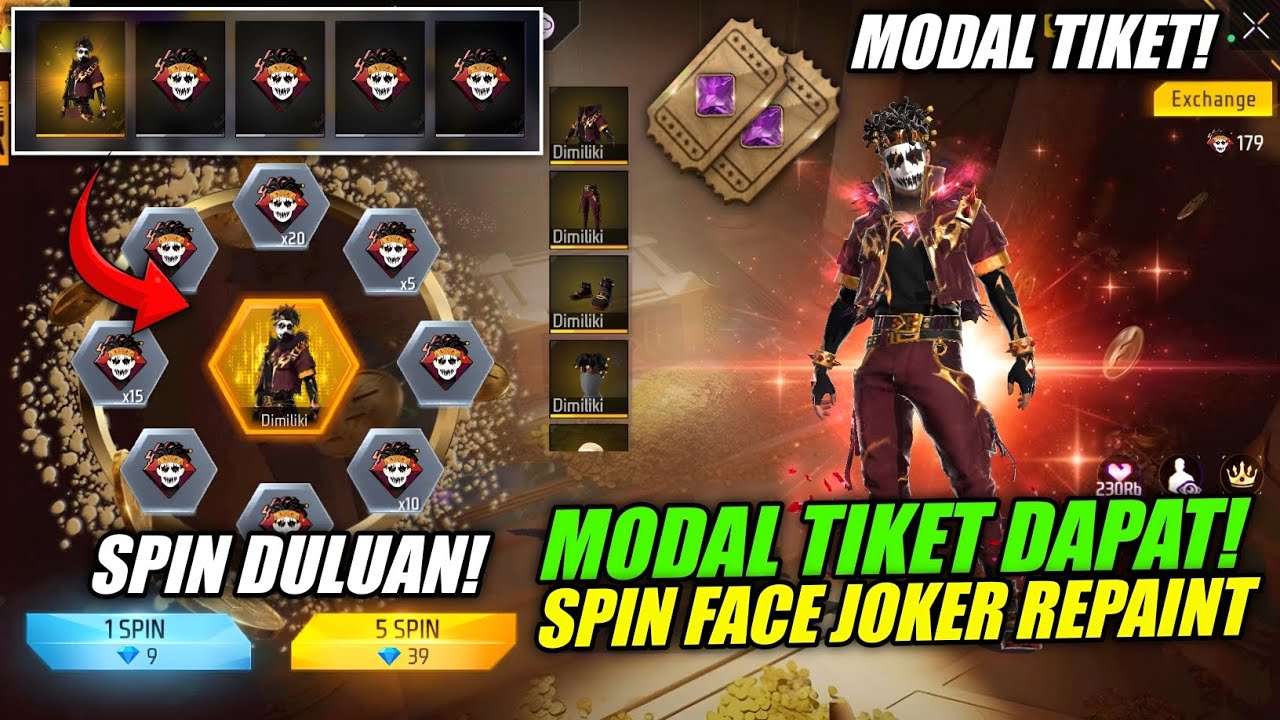 DIJAMIN PASTI HEMAT!! CARA SPIN FACE JOKER REPAINT FF - BISA LANGSUNG DAPAT! 