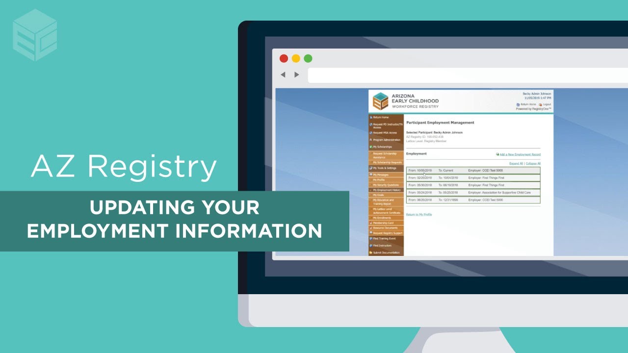 Updating Employment Information Arizona Early Childhood Workforce 