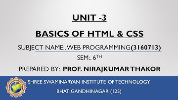 WEB PROGRAMMING UNIT 3 L3 HTML & XHTML CSS INTRODUCTION