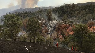 As firefighters face narrow roads and poor access to the red bank
fire, air tankers are being used put retardant lines around fire in an
attempt sl...