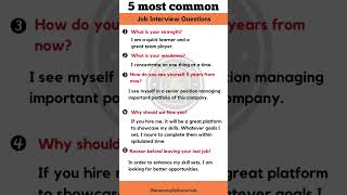 5 most common job interview questions and answers#shorts