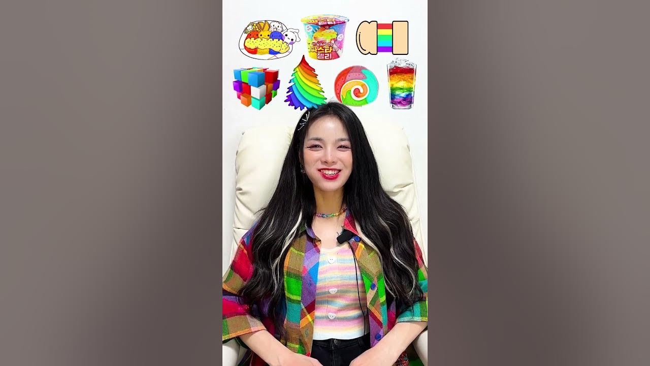 Random Rainbow food MUKBANG🍬🍧 #shorts