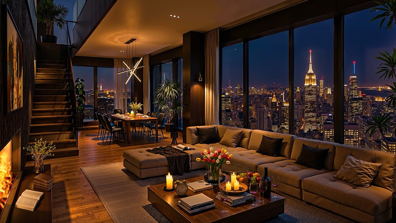 🌃 Luxury Apartment in New York with Ethereal Jazz Saxophone Music for Relaxing, Studying & Sleeping
