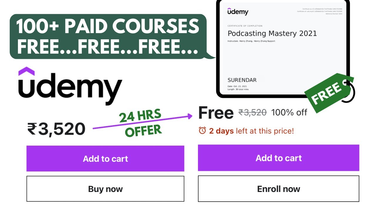 Paid courses for FREE!! Only for few hours!! Udemy Free Courses ...