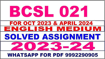 bcsl 021 solved assignment 2023-24 | bcsl 21 solved assignment in english 2024 | bcsl 21 2024