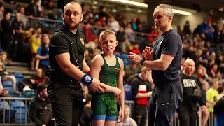 U13 A. Kujalovs (LAT) vs T. Lescauskas (LTU) 38kg. Youth boys freestyle wrestling.