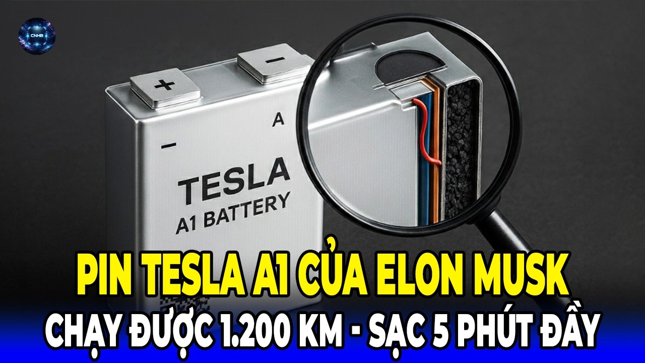 Cuối Cùng Cũng Xảy Ra! Elon Musk Rò Rỉ Pin Tesla A1 Mới Chạy 700 Dặm, Sạc 5 Phút Đầy!