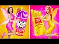 GOLD Girl VS PINK Girl Challenge! | Everything in Only One Color All Day! Food Battle by RATATA