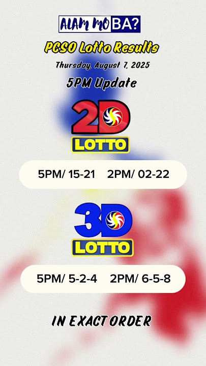 PCSO 2D 3D Lotto Results Today 5pm draw August 7, 2025#PcsoLotto #LottoResults #LottoResultToday