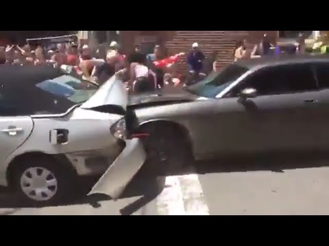 Video footage of vehicle plowing into protestors in Charlottesville [warning graphic]