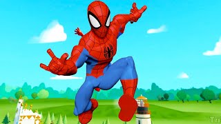 Cartoon game Spider Man jumps on roller coasters and drives with Disney Car Heroes