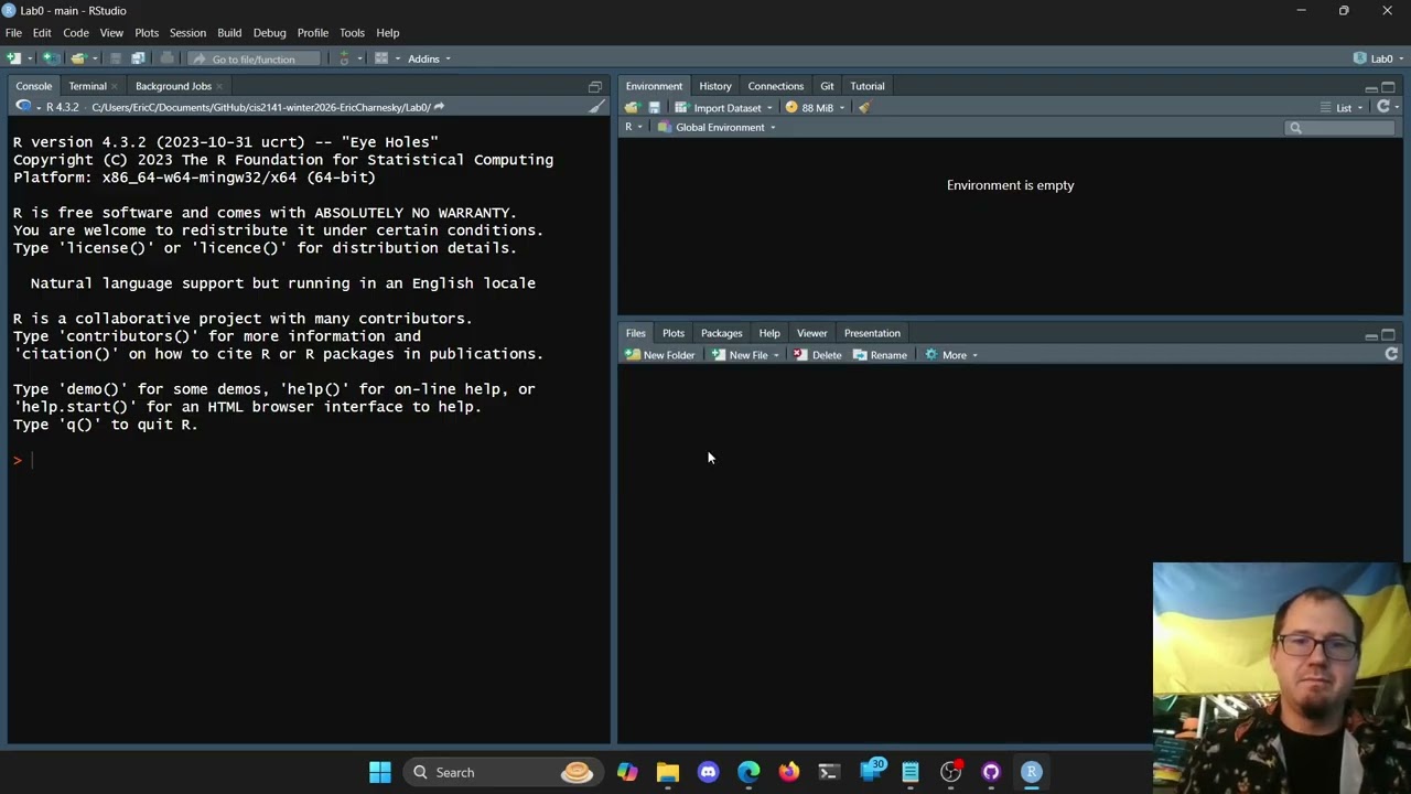 CIS 2141 - R Programming for Data Science - Installing the tools & Lab 0