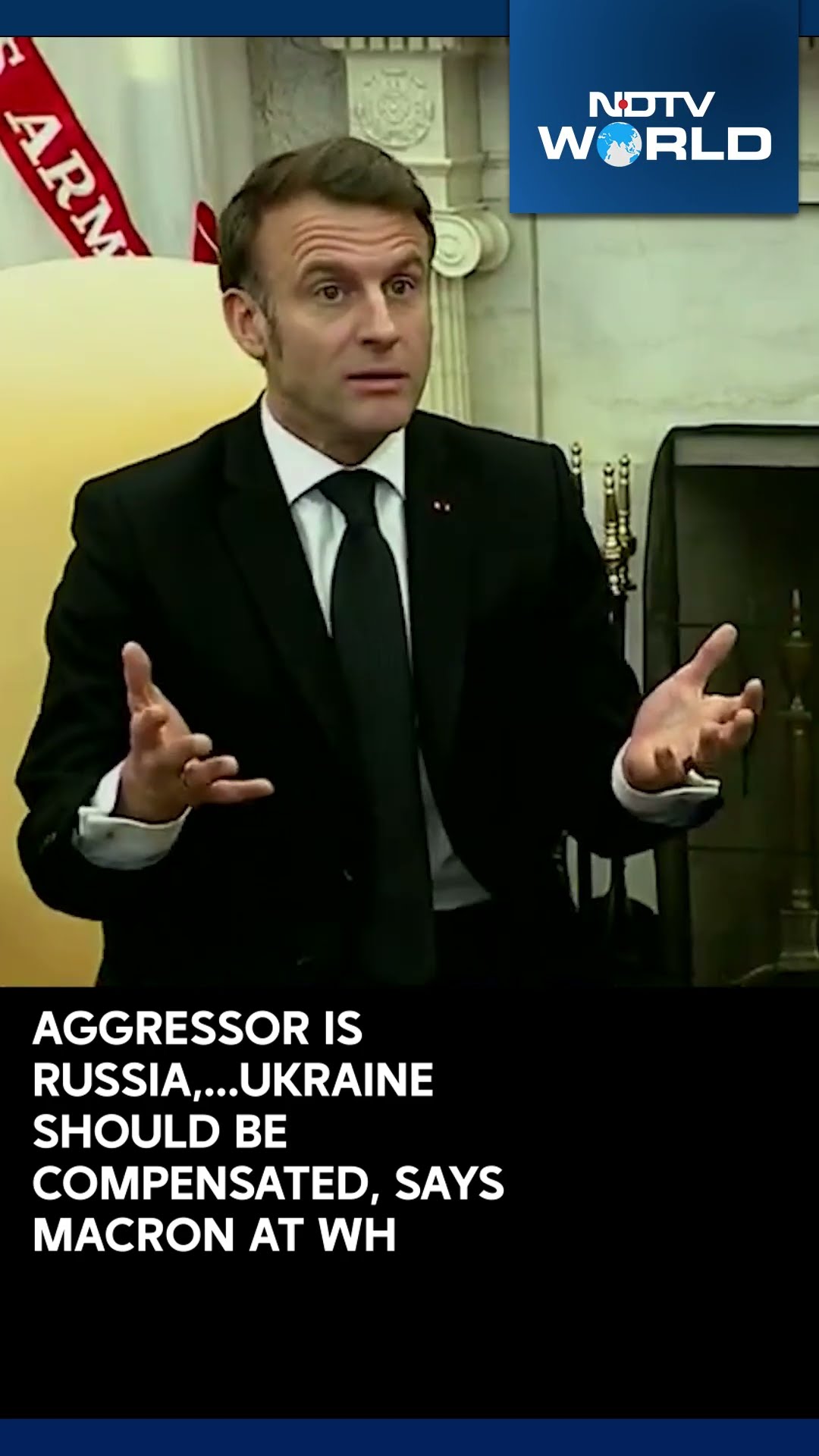 Macron Trump Ukraine | Macron Calls Russia The Agressor \u0026 Says Ukraine Should Be Compensated First
