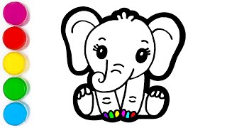 Let's Draw Little Elephant - Drawing, Painting, Coloring for Kids & Toddlers